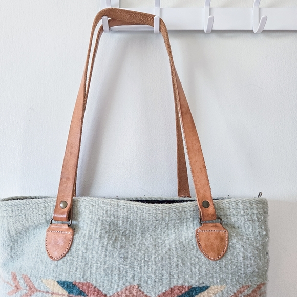 MZ Fair Trade Handmade Wool Bucket Tote Pastel Bohemian Manos Zapatecos Large - Picture 3 of 11